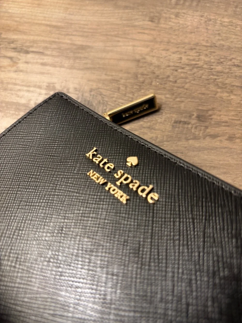 kate spade Black Saffiano Leather Zip Wallet with Gold Hardware - Picture 6 of 8
